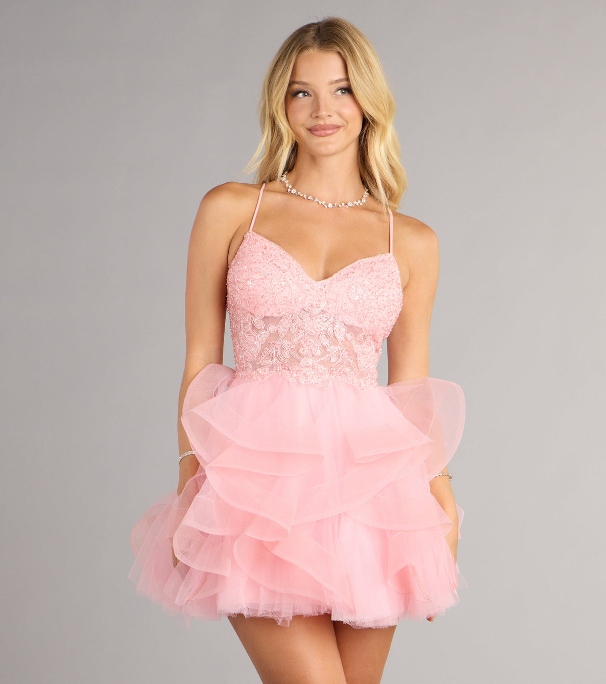 Jordan Corset Ruffled A-Line Short Dress