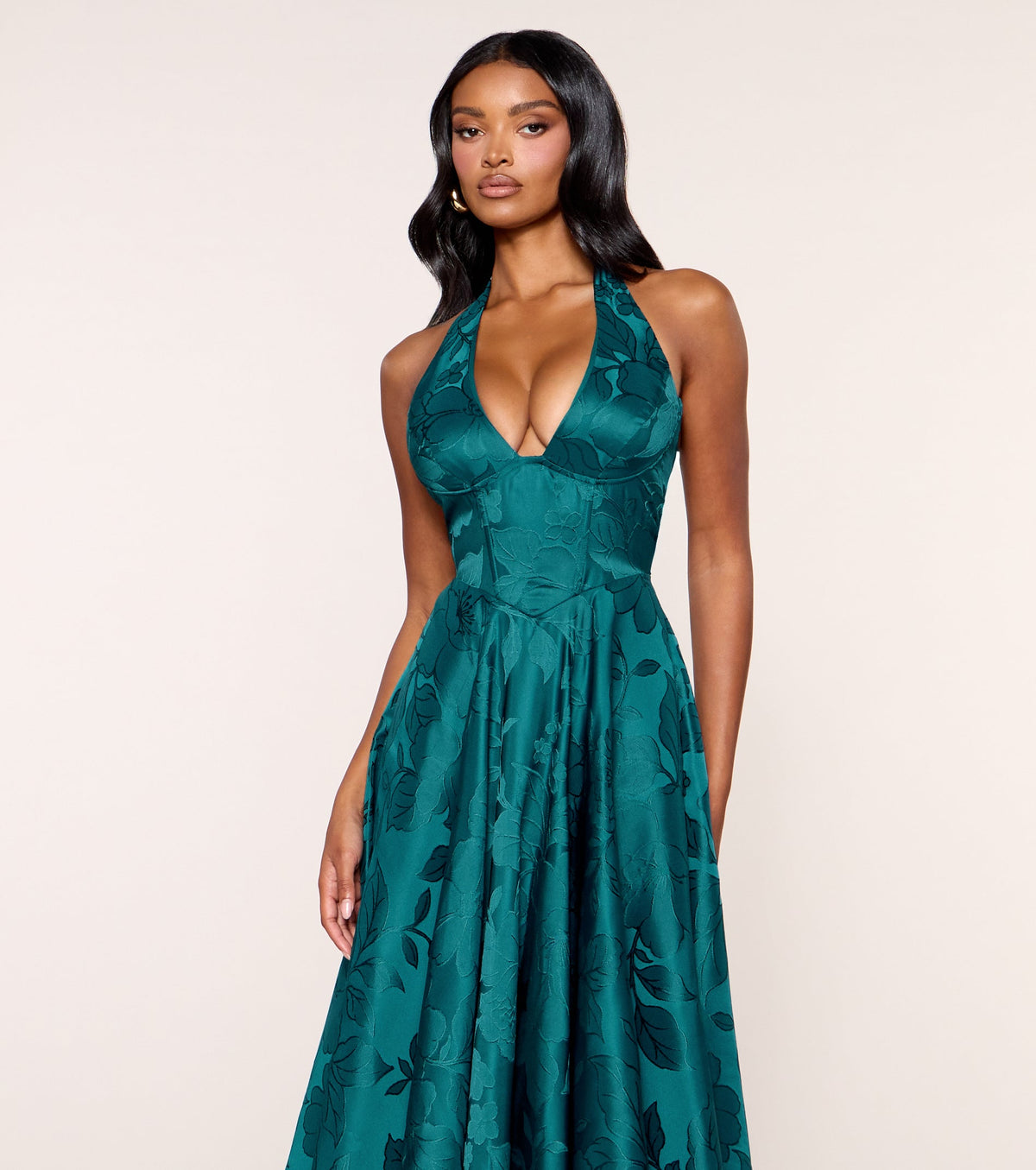 Ellen Lace-Up Halter A-Line Midi Formal Dress