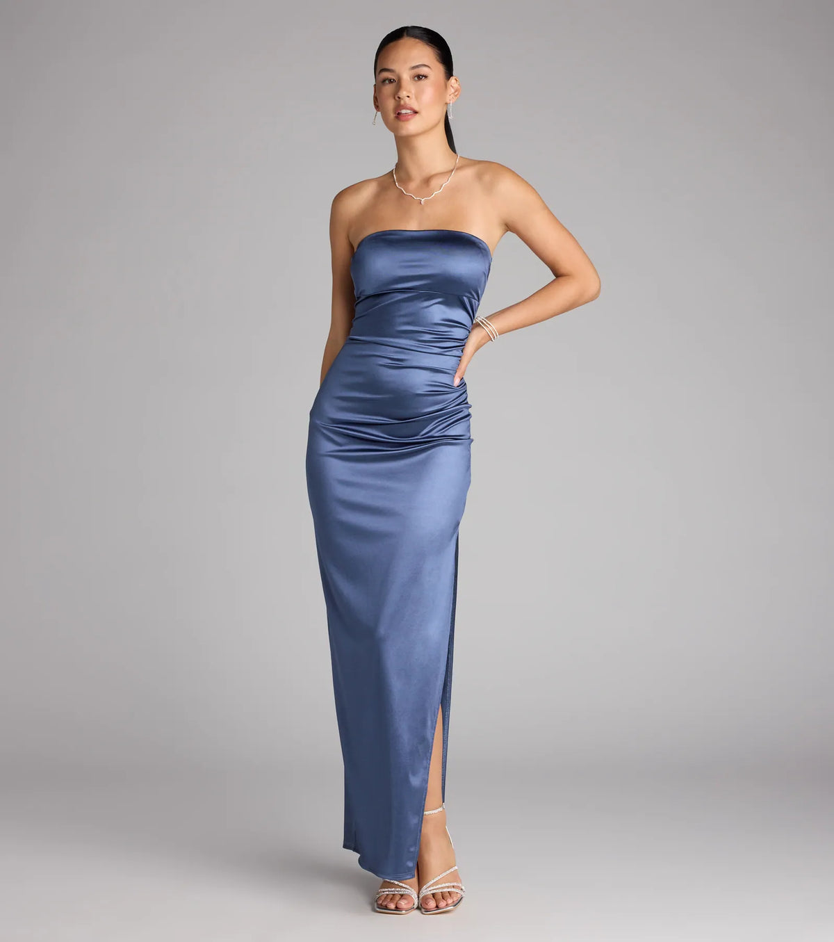 Kaleigh Satin Strapless Formal Dress
