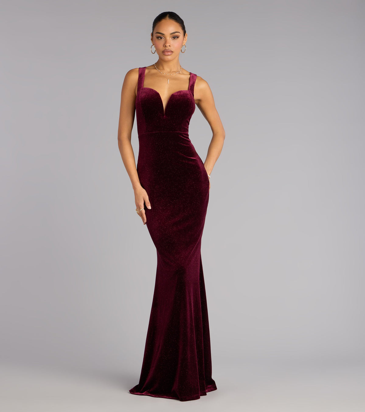 Ria Glitter Velvet Mermaid Formal Dress