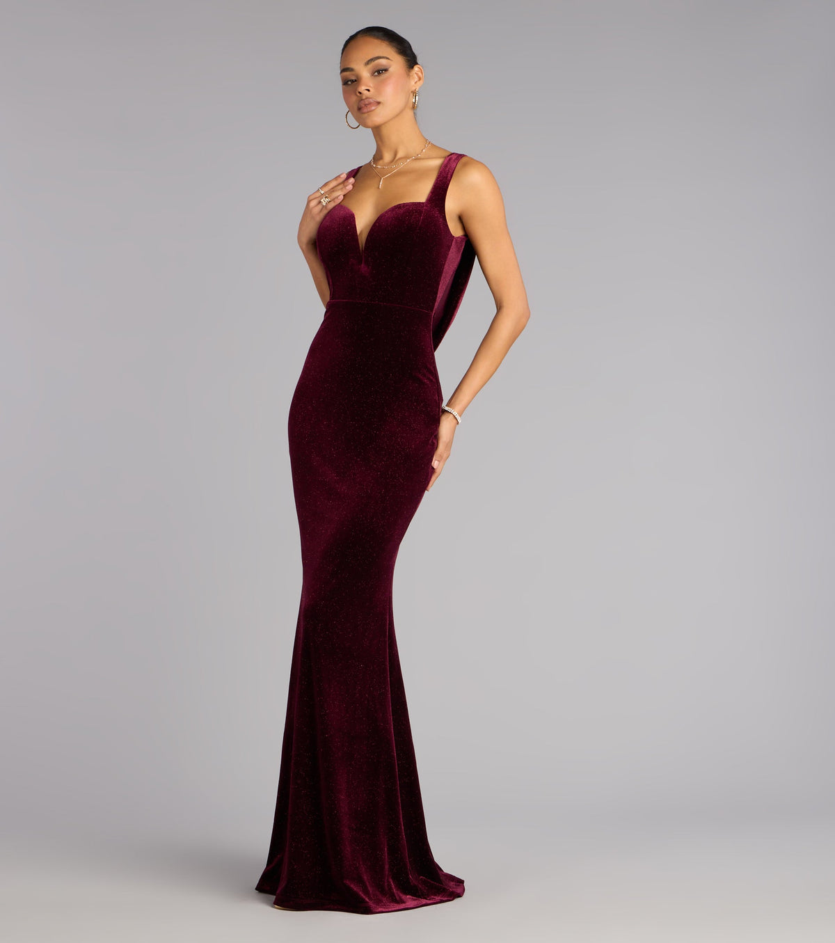 Ria Glitter Velvet Mermaid Formal Dress