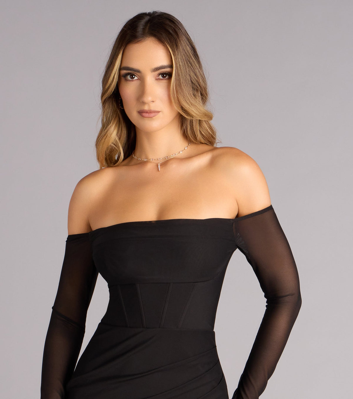 Elara Off Shoulder Slit Mermaid Formal Dress