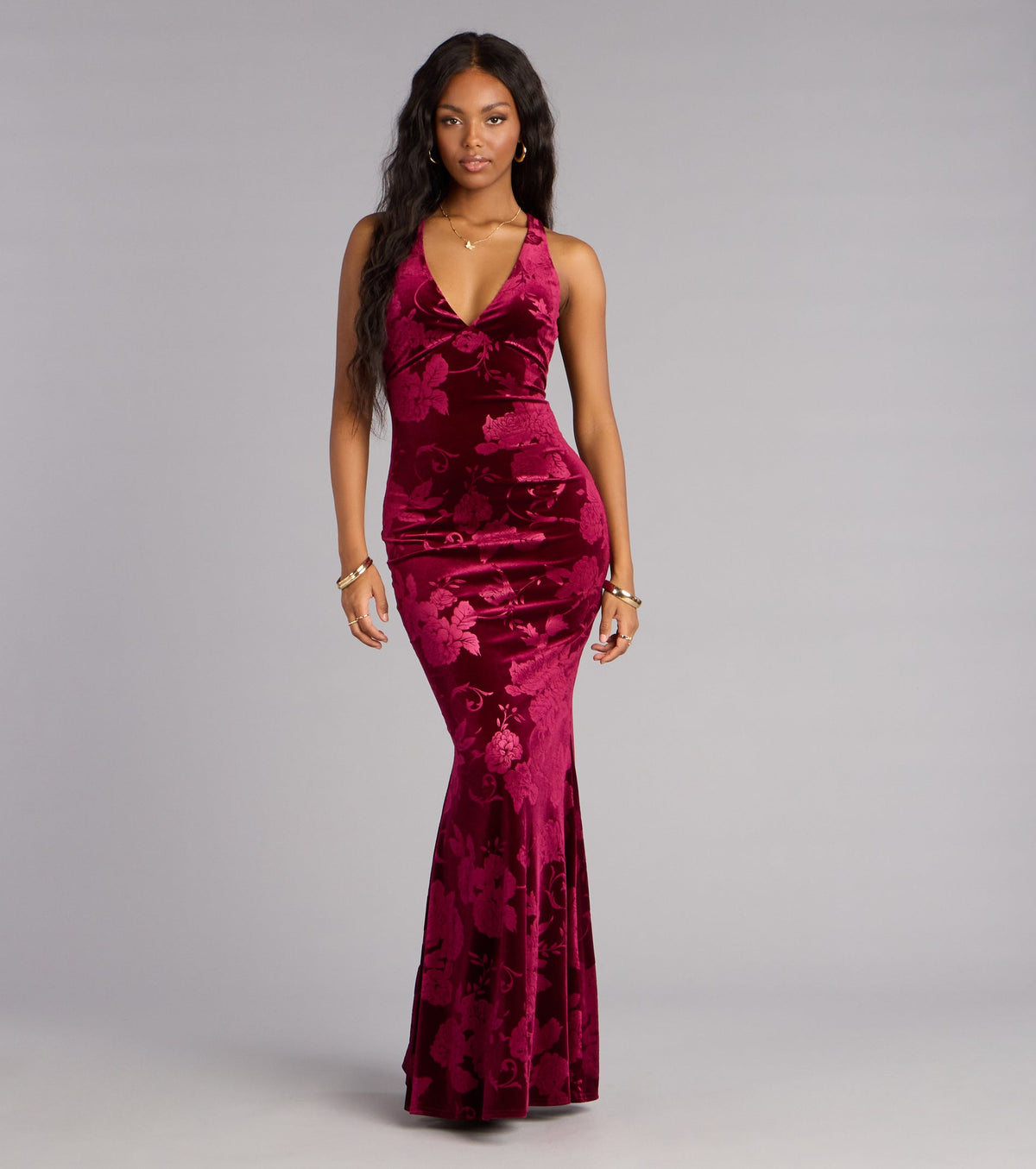 Miriam Floral Velvet Mermaid Formal Dress