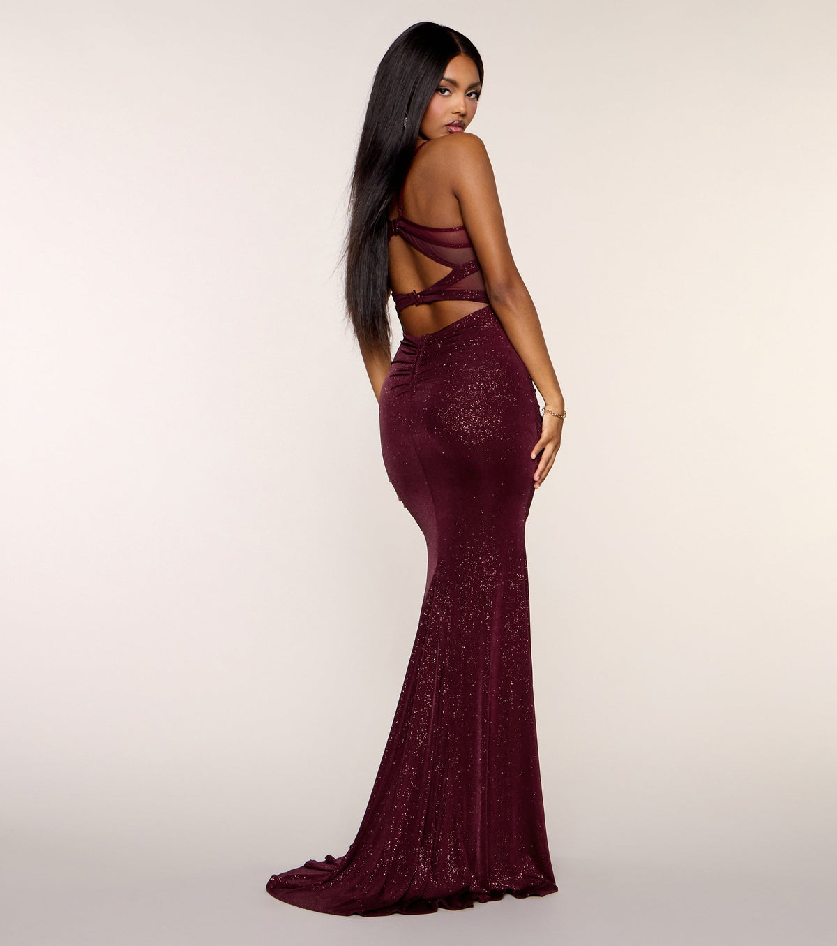 Kelsie Glitter Knit Mermaid Formal Dress