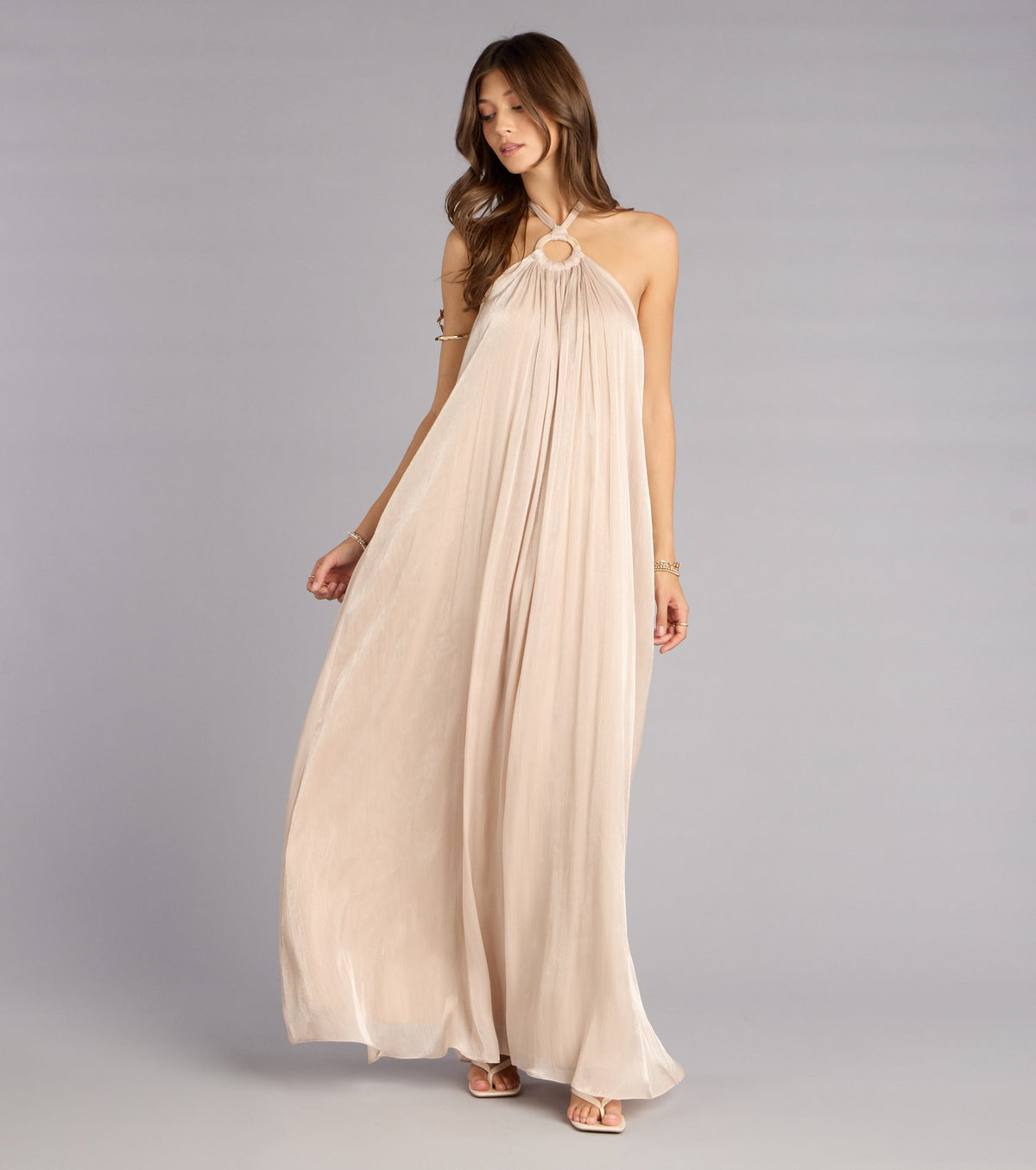 Marlyne Halter Open Back Formal Dress