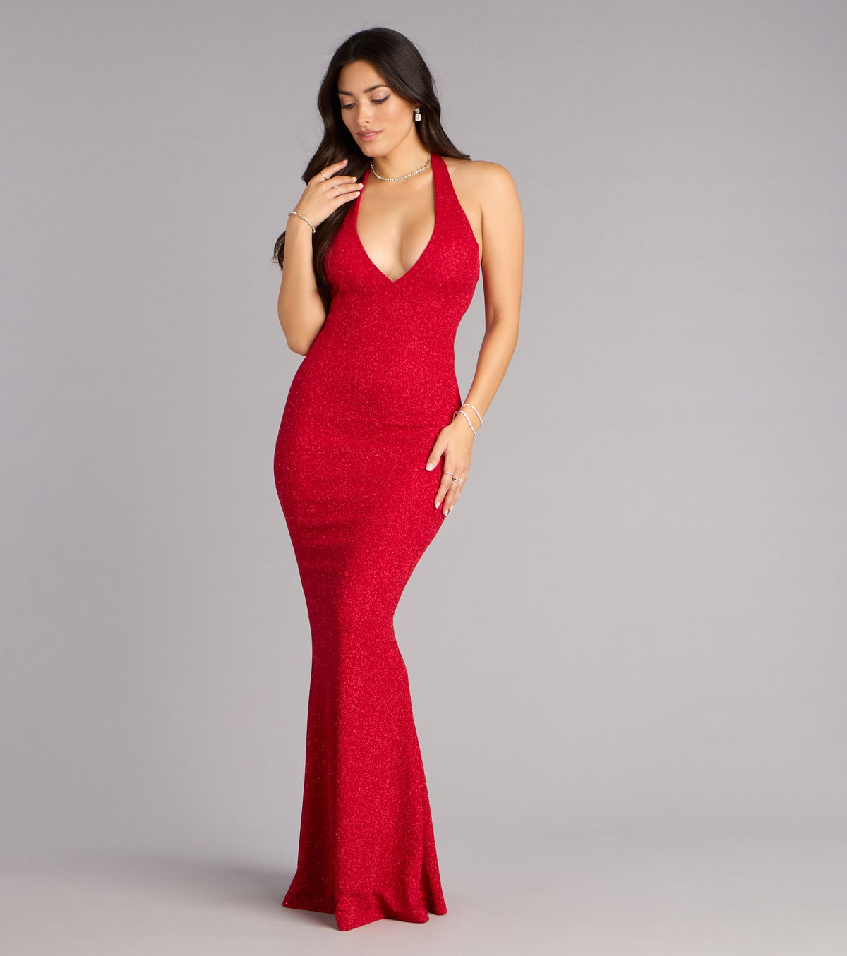 Cleo Glitter Knit Mermaid Formal Dress