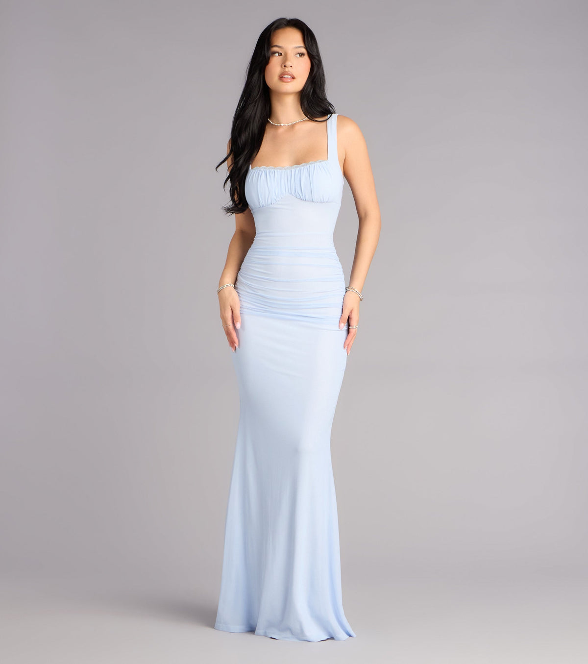 Arden Mesh Lace-Up Mermaid Formal Dress