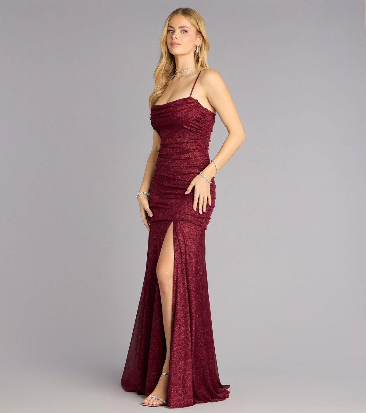Klaire Glitter Slit Mermaid Formal Dress
