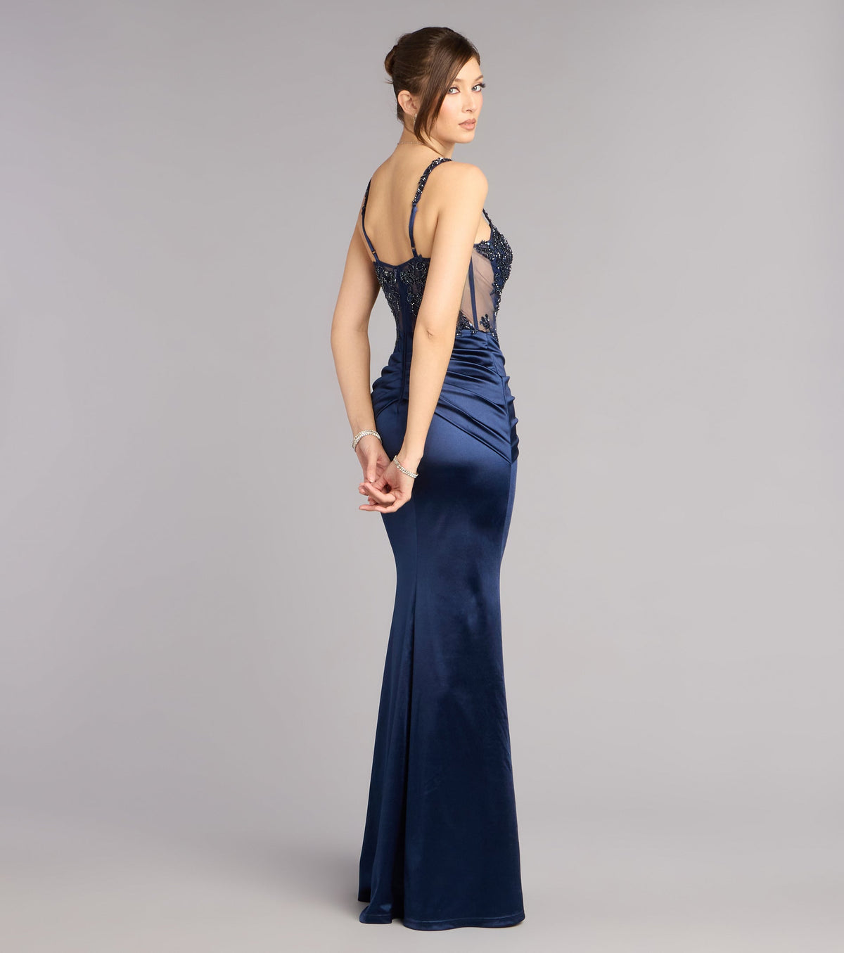 Lyanna Satin Beaded Corset Formal Dress