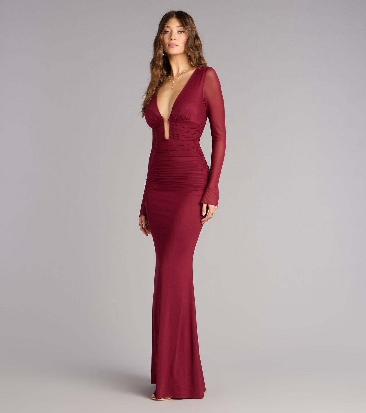Eileen Mesh Long Sleeve Mermaid Formal Dress