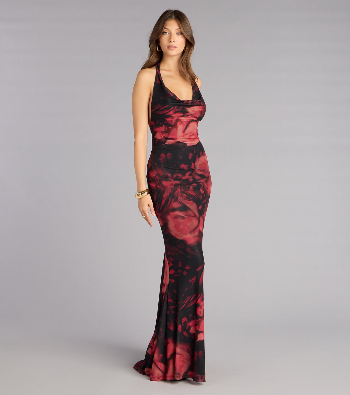 Fable Rose Floral Mermaid Formal Dress