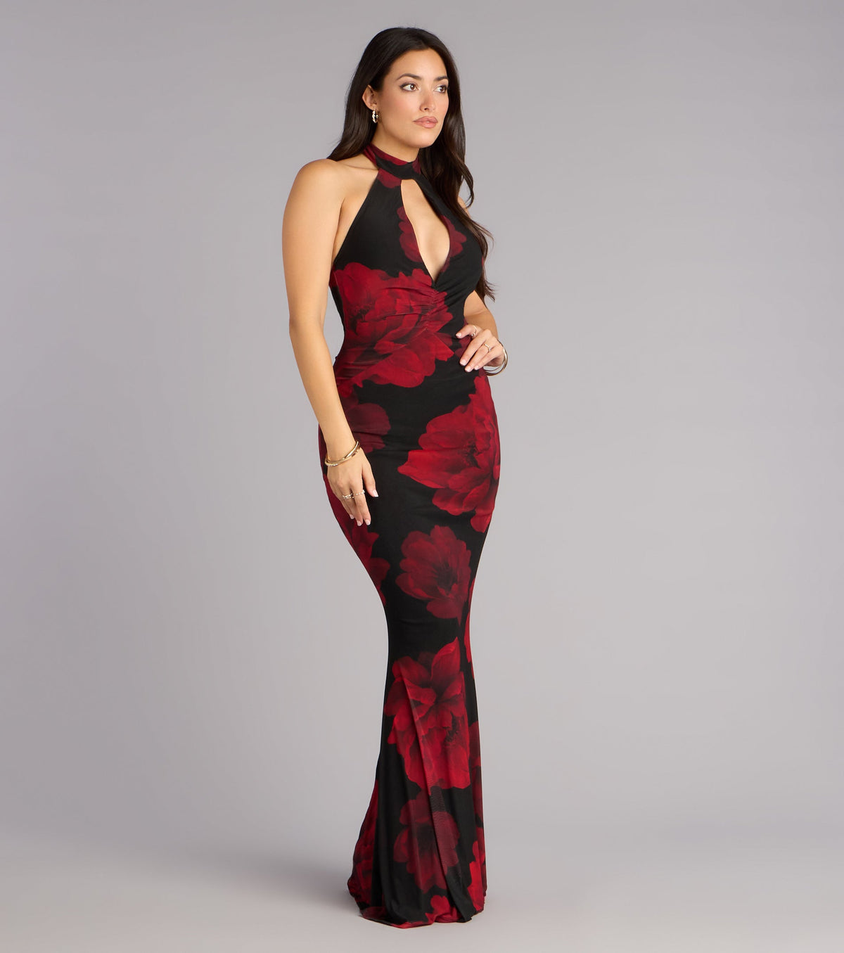 Hollie Floral Halter Mermaid Formal Dress
