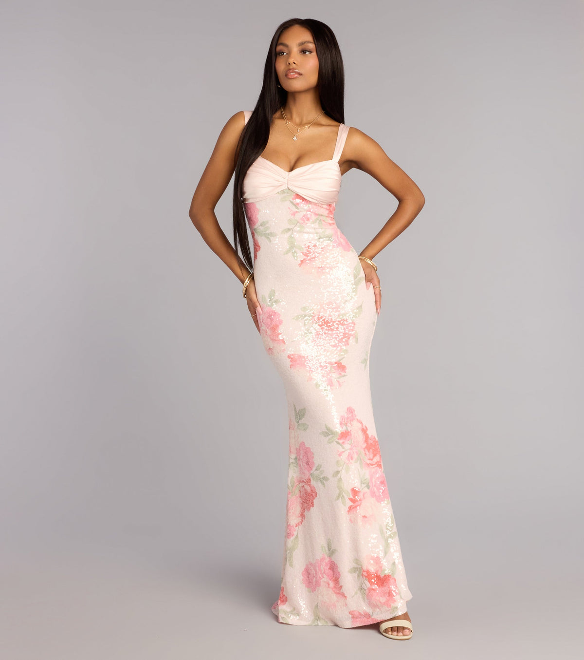 Liliane Floral Sequin Mermaid Formal Dress