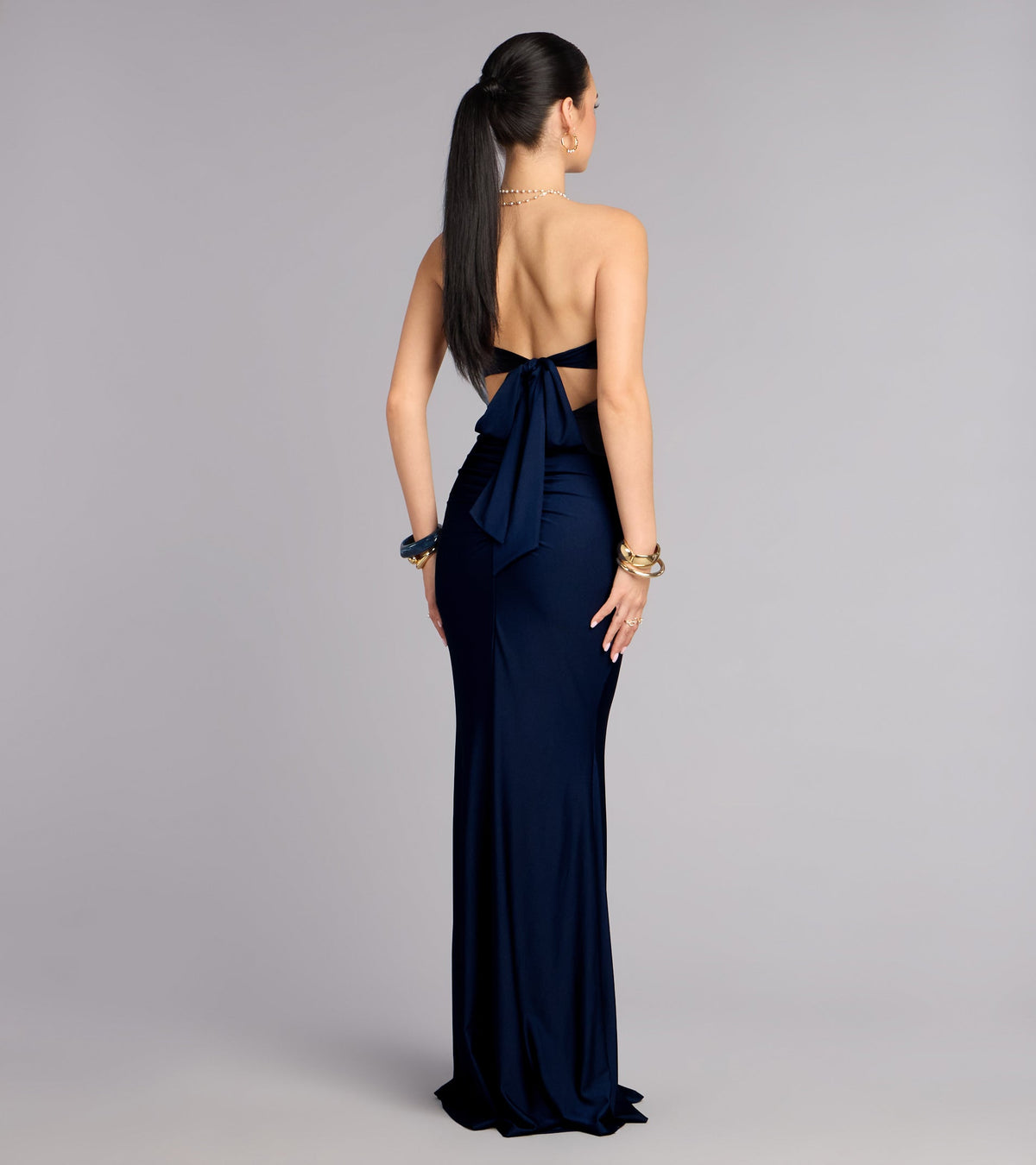 Zooey Faux Pearl Trim Mermaid Formal Dress