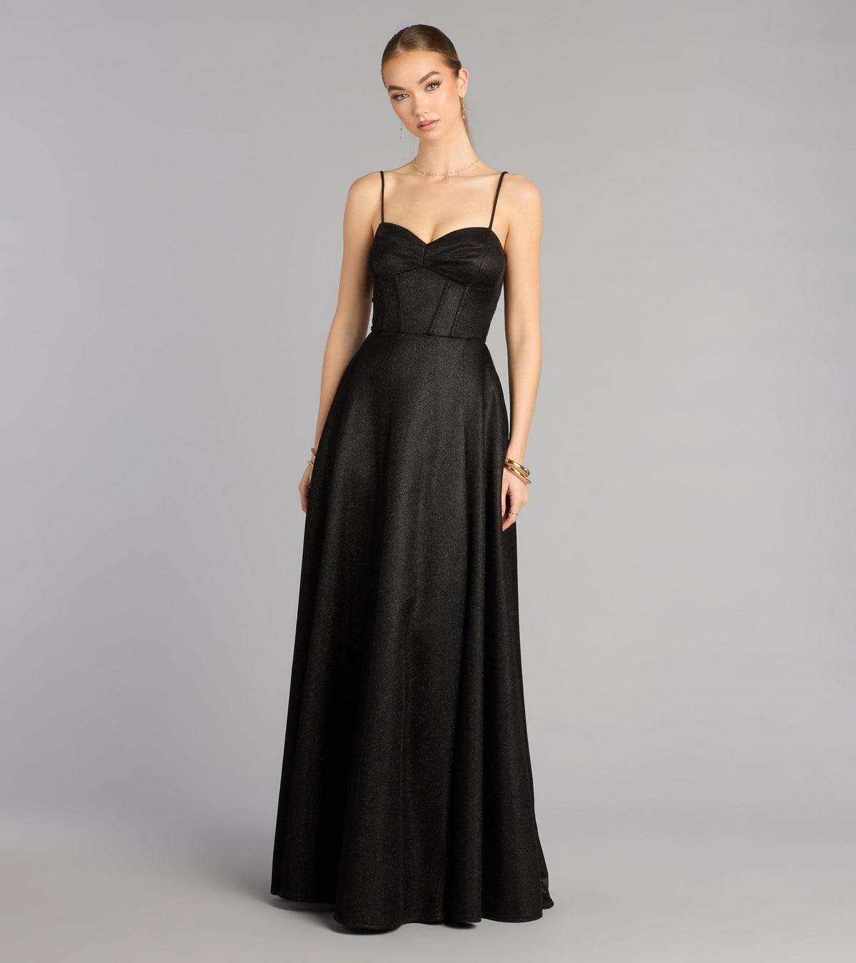 Leyla Glitter Woven A-Line Dress