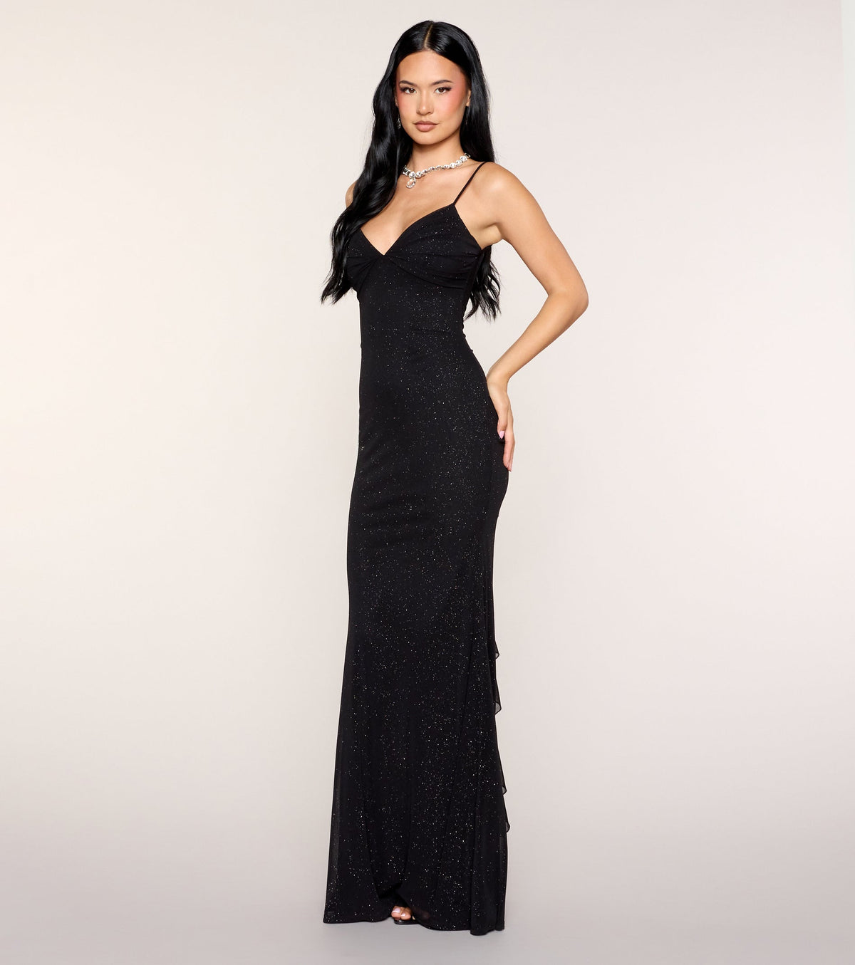 Lana Formal Ruched Glitter Mermaid Dress