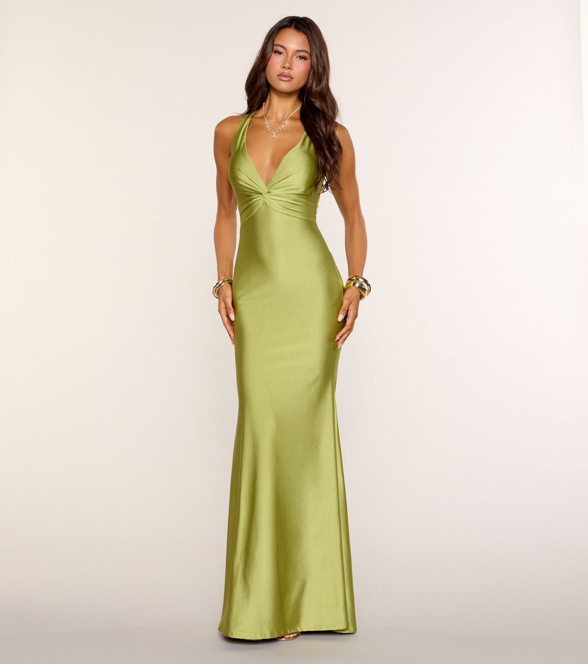 Adrianne Plunge Bow Mermaid Formal Dress