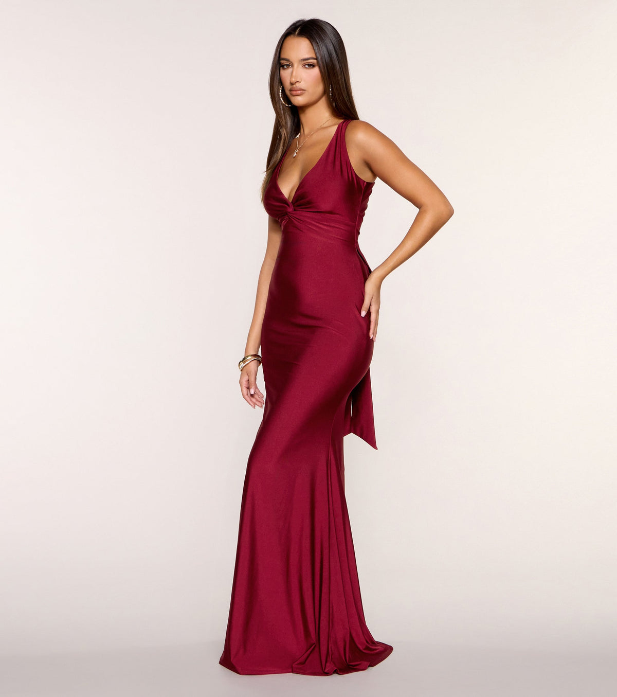Adrianne Plunge Bow Mermaid Formal Dress