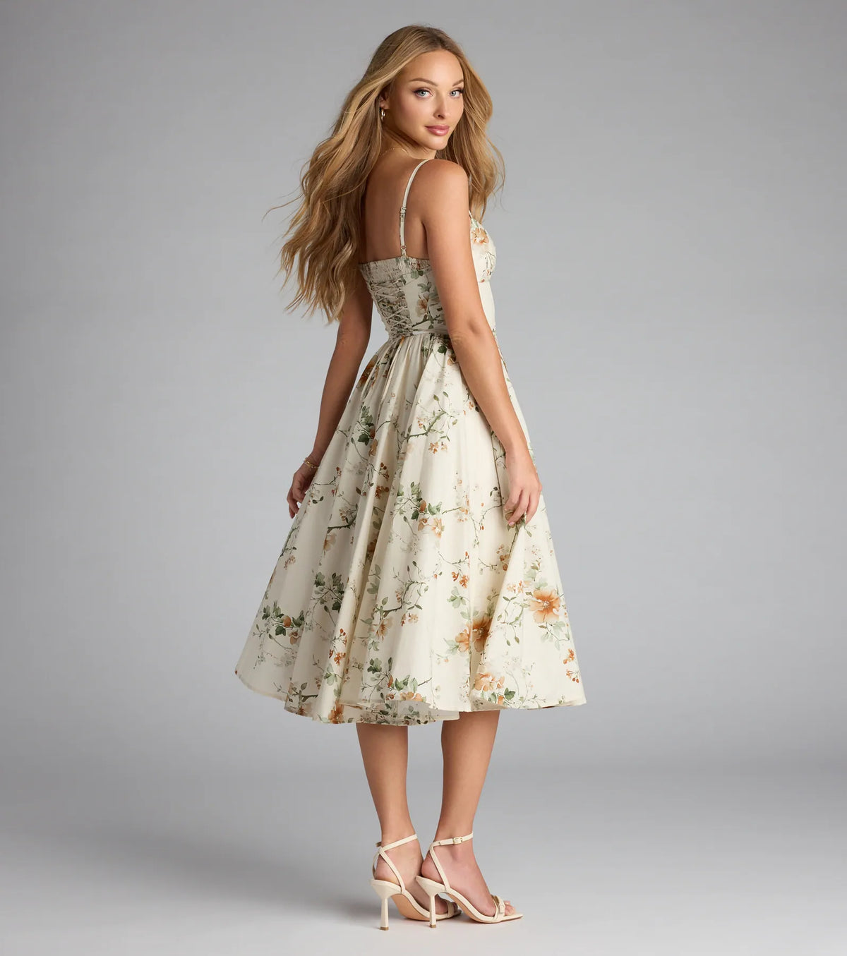 Garden Party Goals Floral Corset A-Line Midi Dress