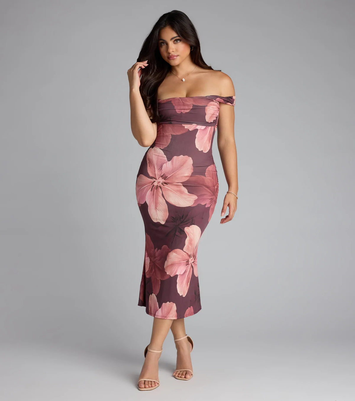 Love in Bloom Floral Off-Shoulder Dress