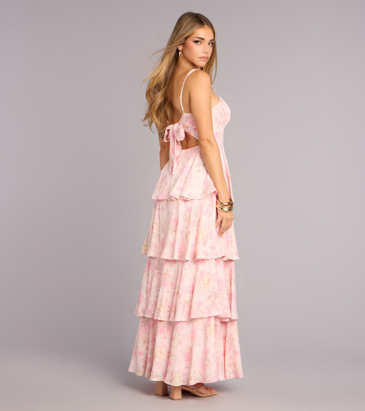 Pretty Agenda Floral Woven Ruffle Maxi Dress