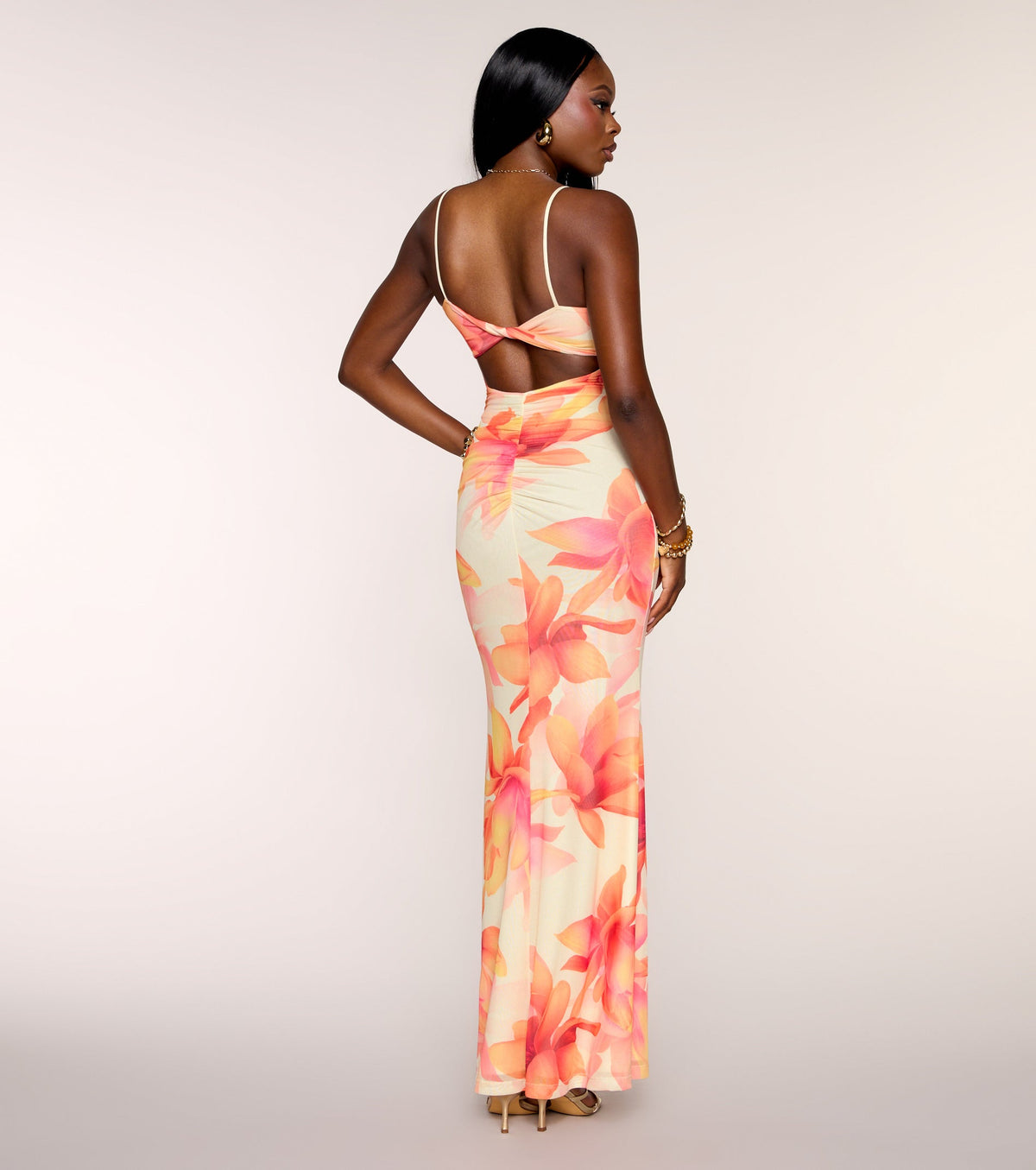Late Bloom Energy Floral Mesh Maxi Dress