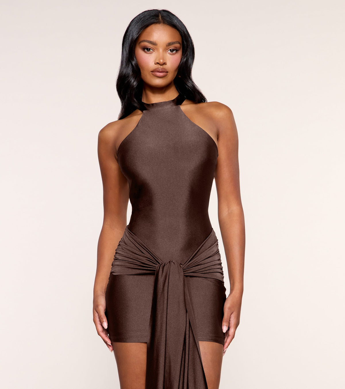 Red Carpet Rules Front Sash Mini Dress