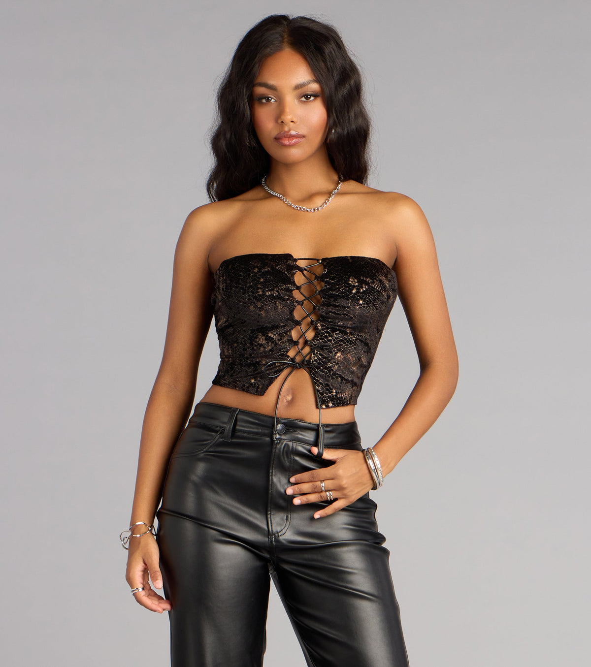 Laced in Trouble Tube Crop Top