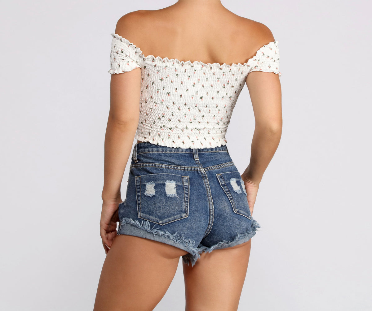 Flower Girl Lace Up Crop Top