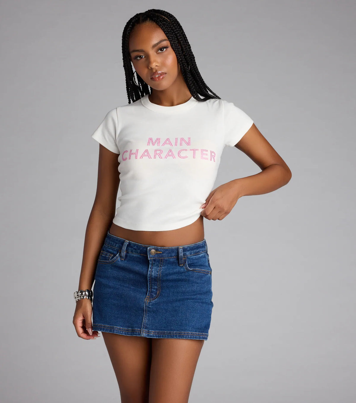 Main Character Rhinestone Baby Tee