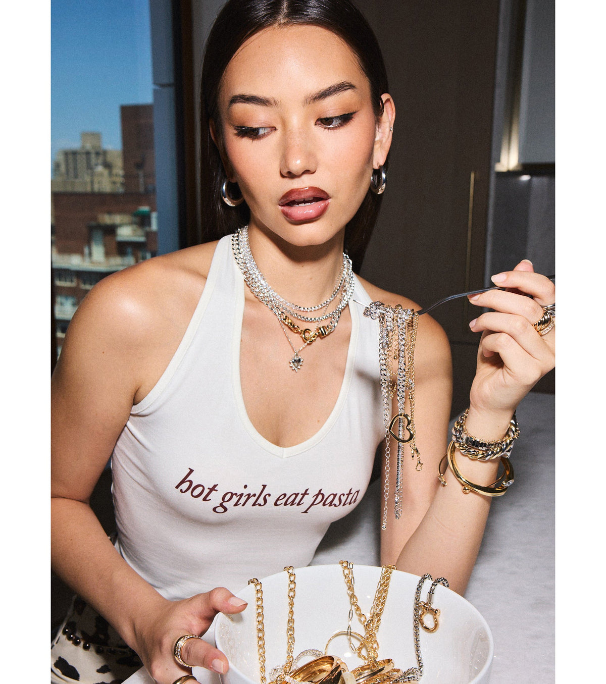 Hot Girls Eat Pasta Graphic Crop Top