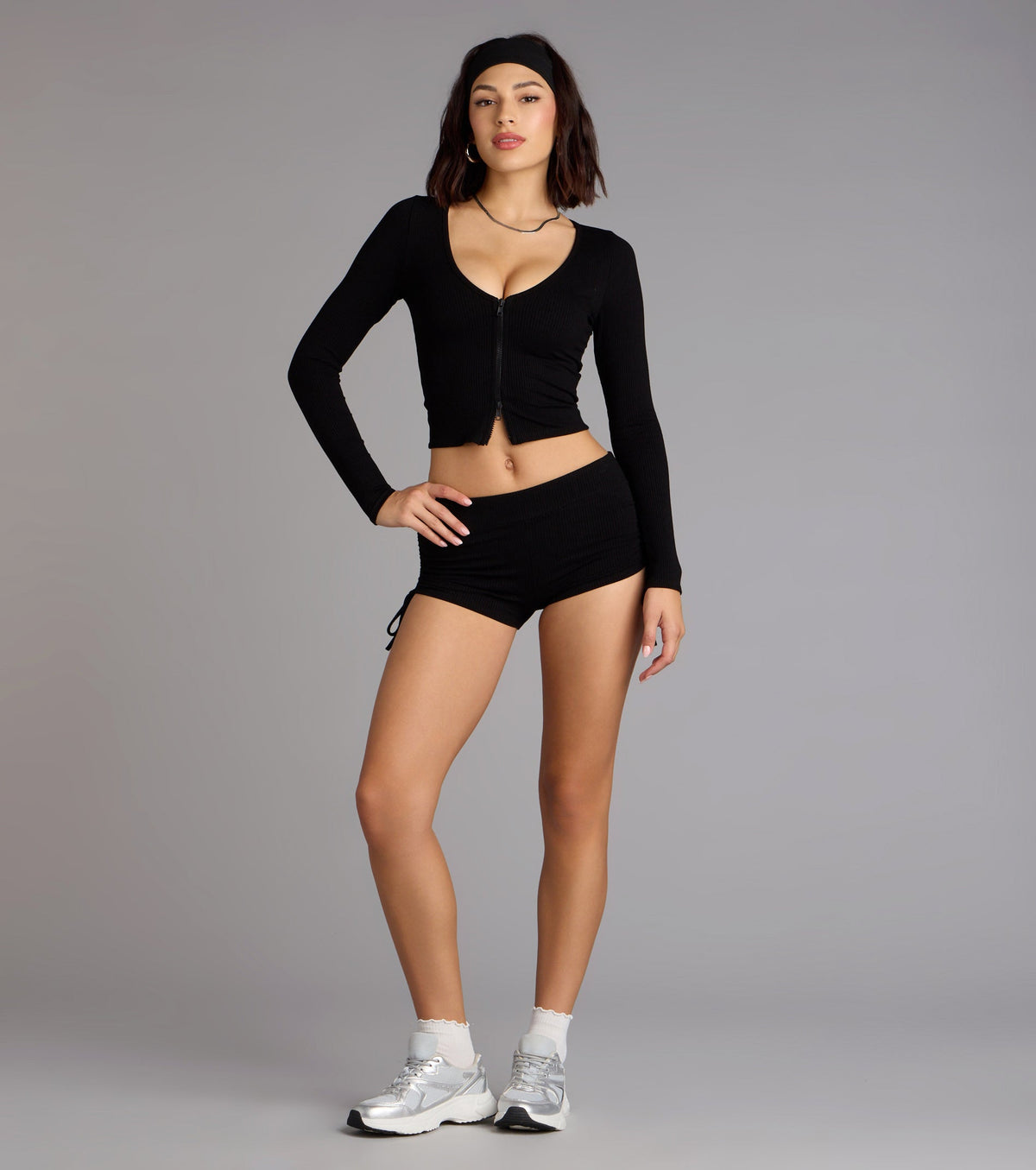 Everyday Long Sleeve Zip-Up Crop Top