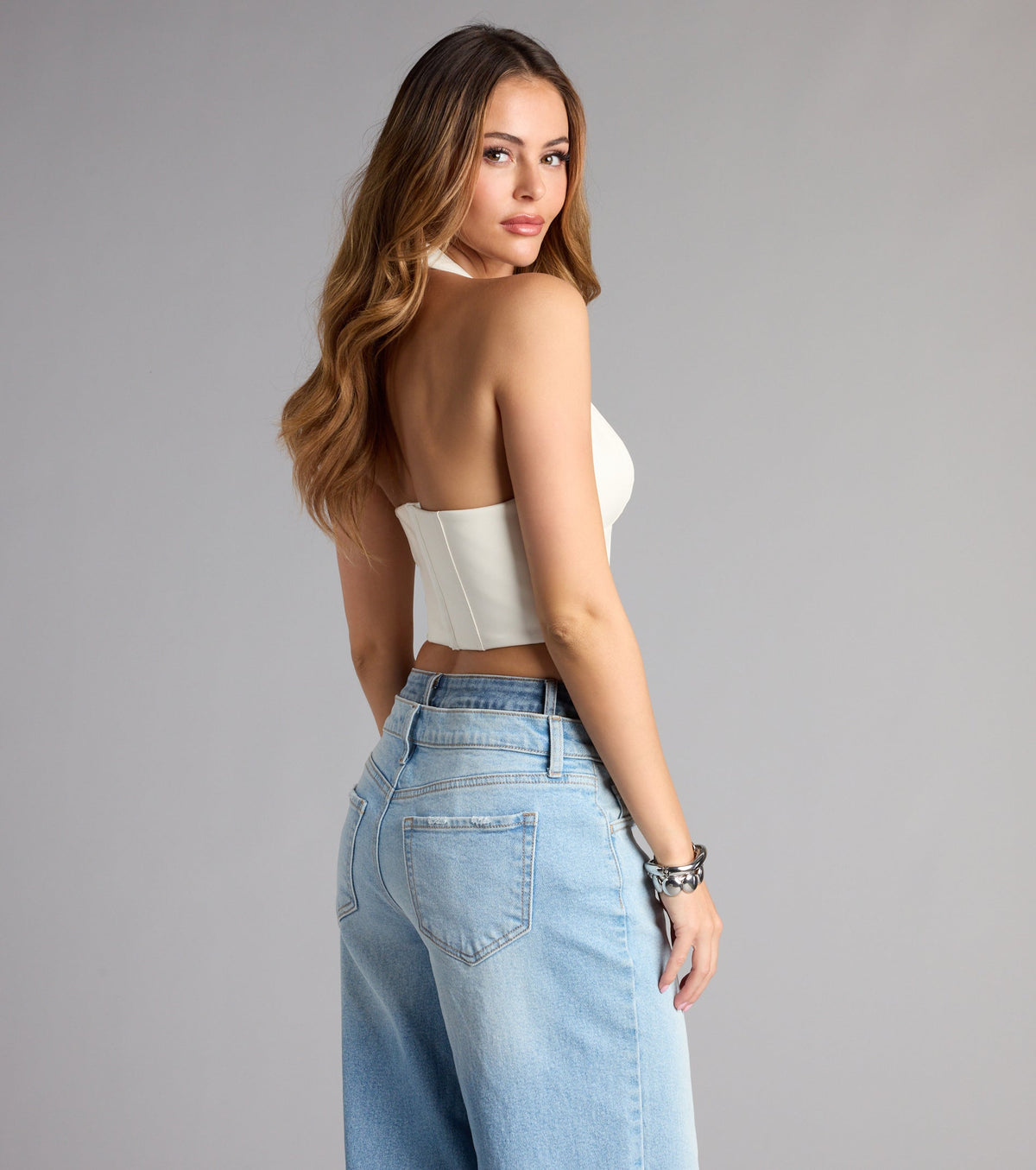 Zip Me Up Halter Corset Top