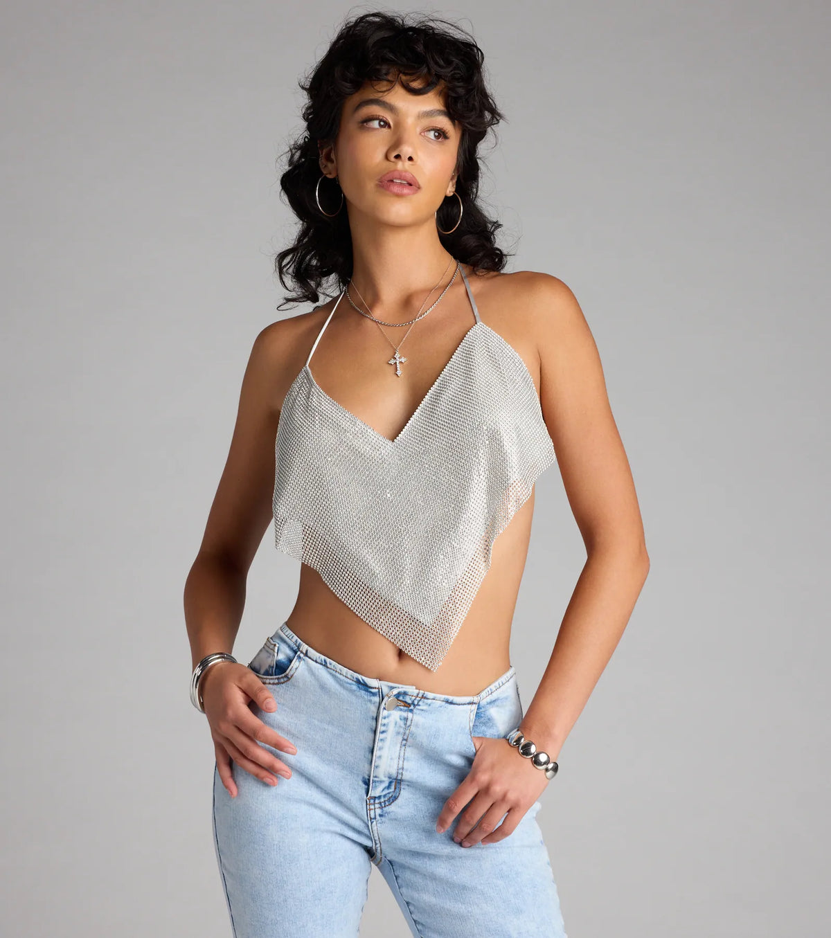 Certified Scene Stealer Rhinestone Chainmail Top