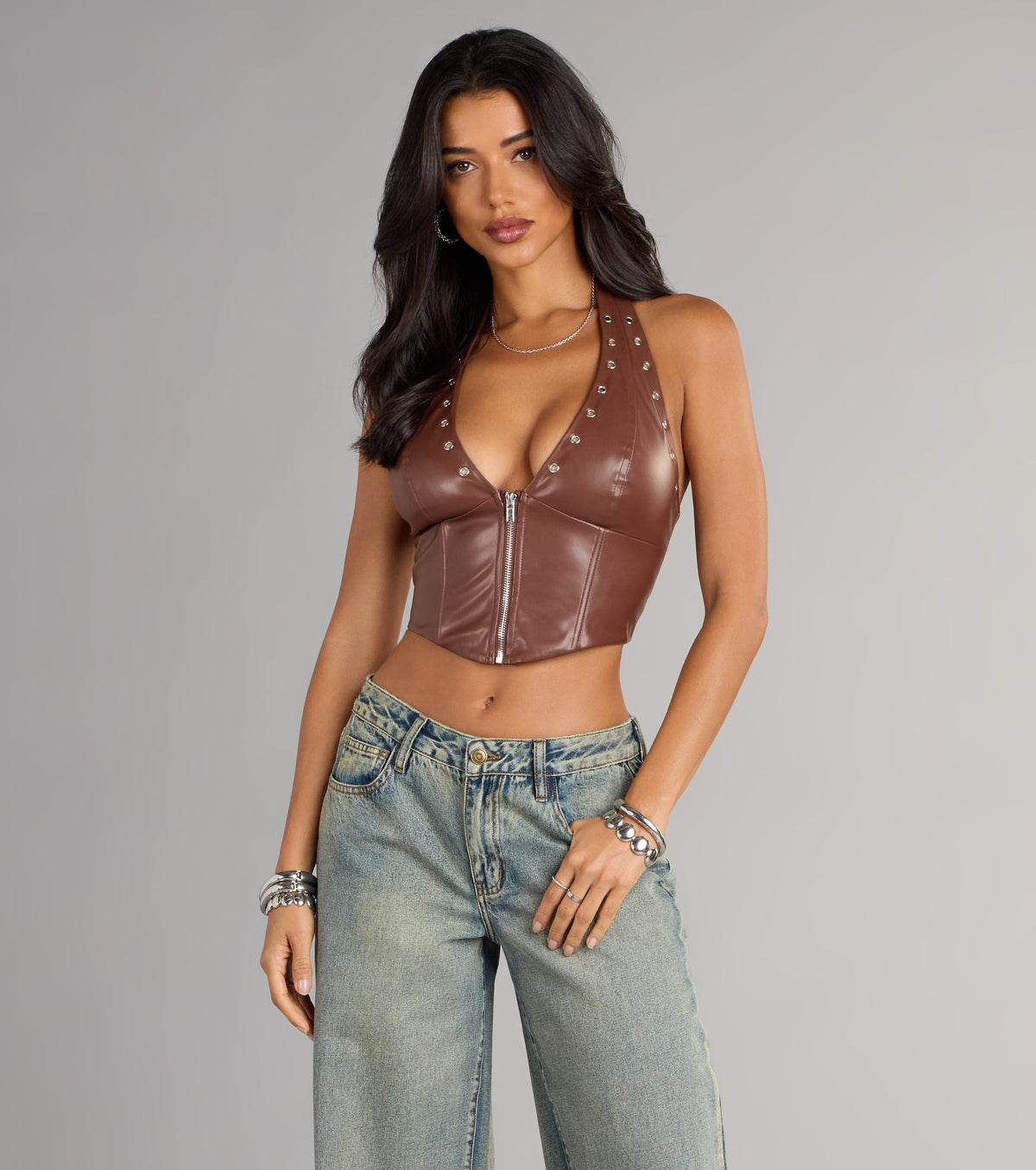 Zip Me Up Halter Corset Top
