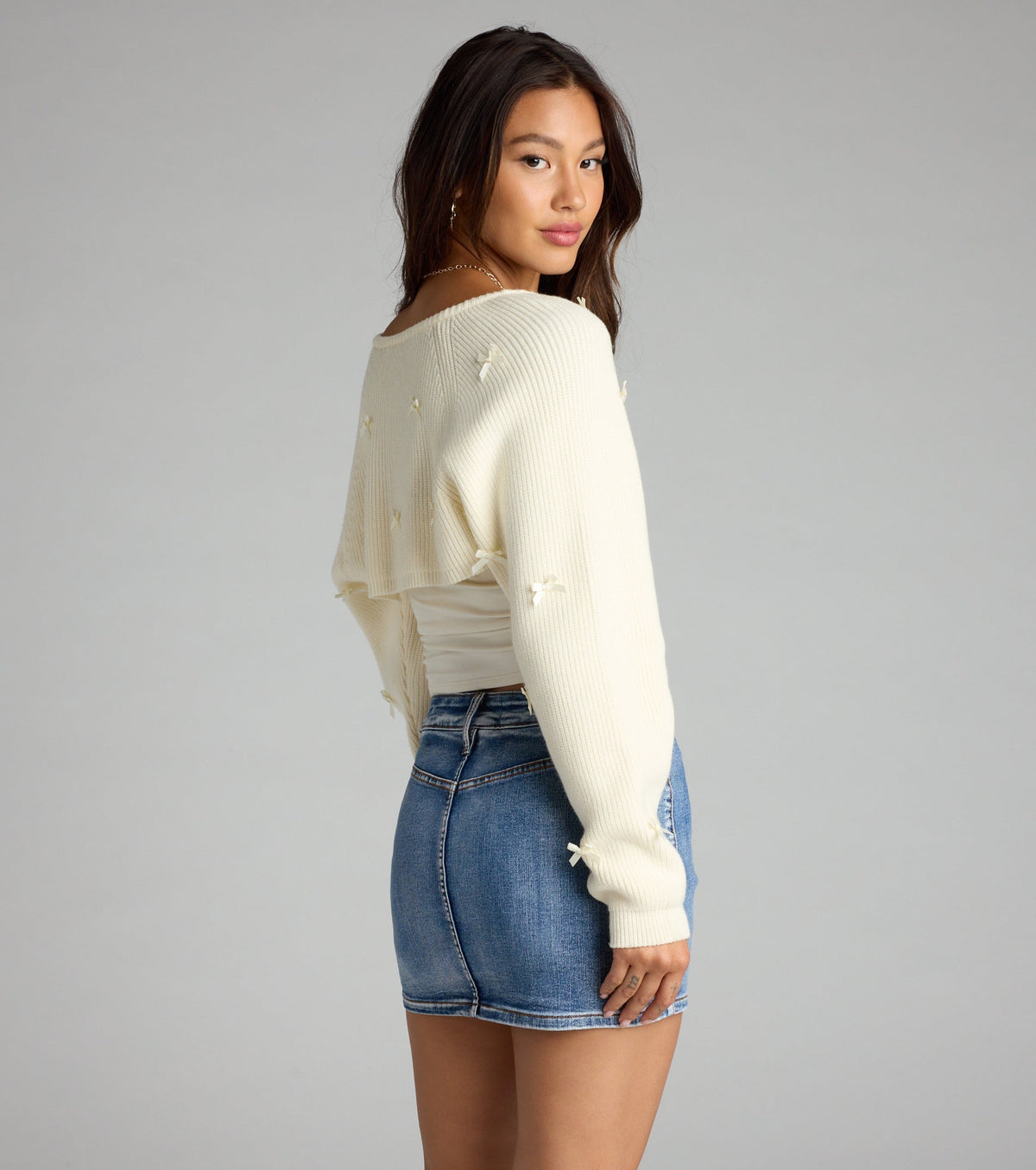 Cute But Casual Bow Knit Bolero