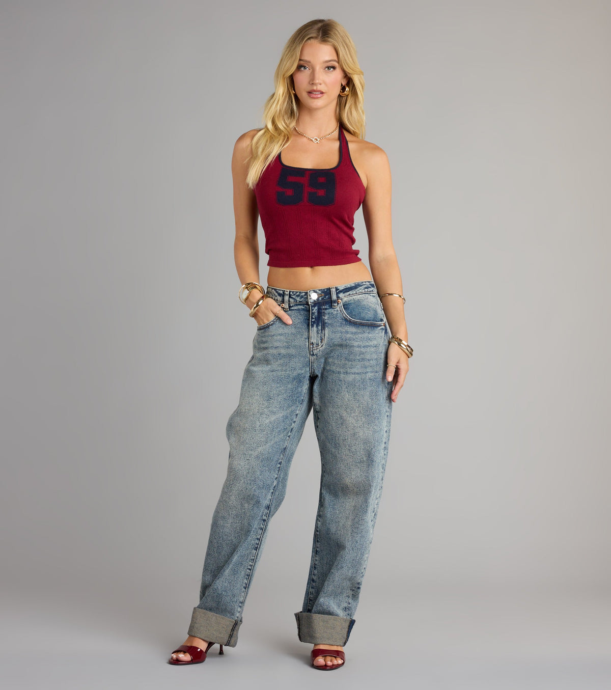 Varsity Crush Halter Graphic Tank Top