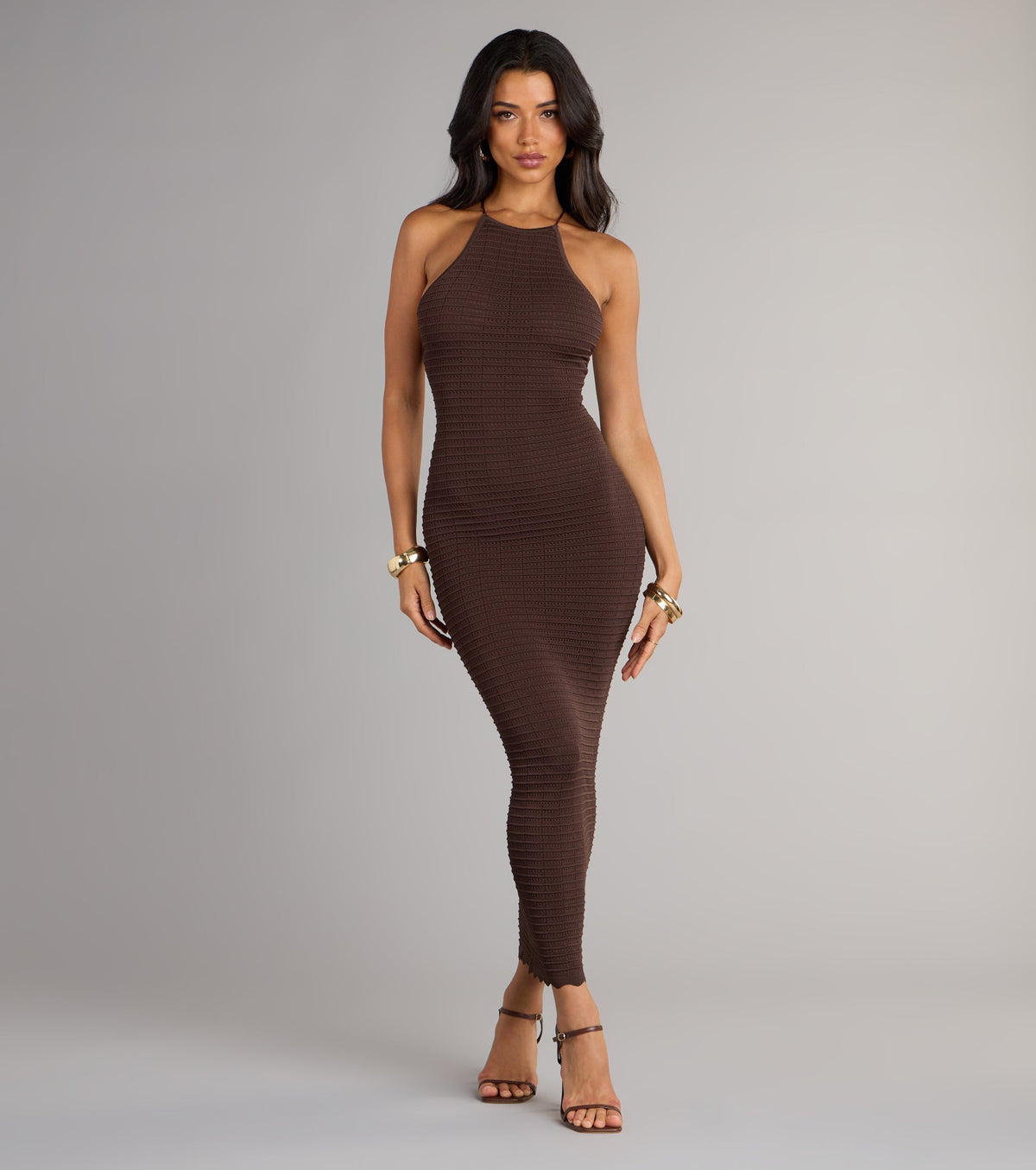 It Girl High Neck Lace Up Maxi Dress