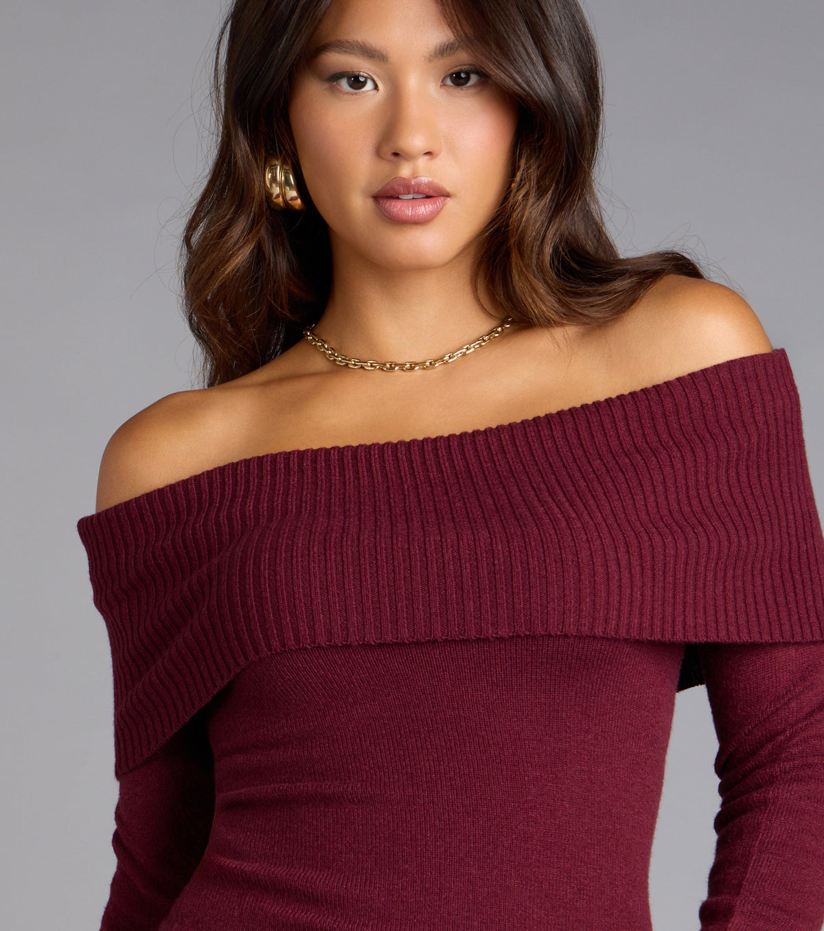 Autumn Allure Off-The-Shoulder Sweater