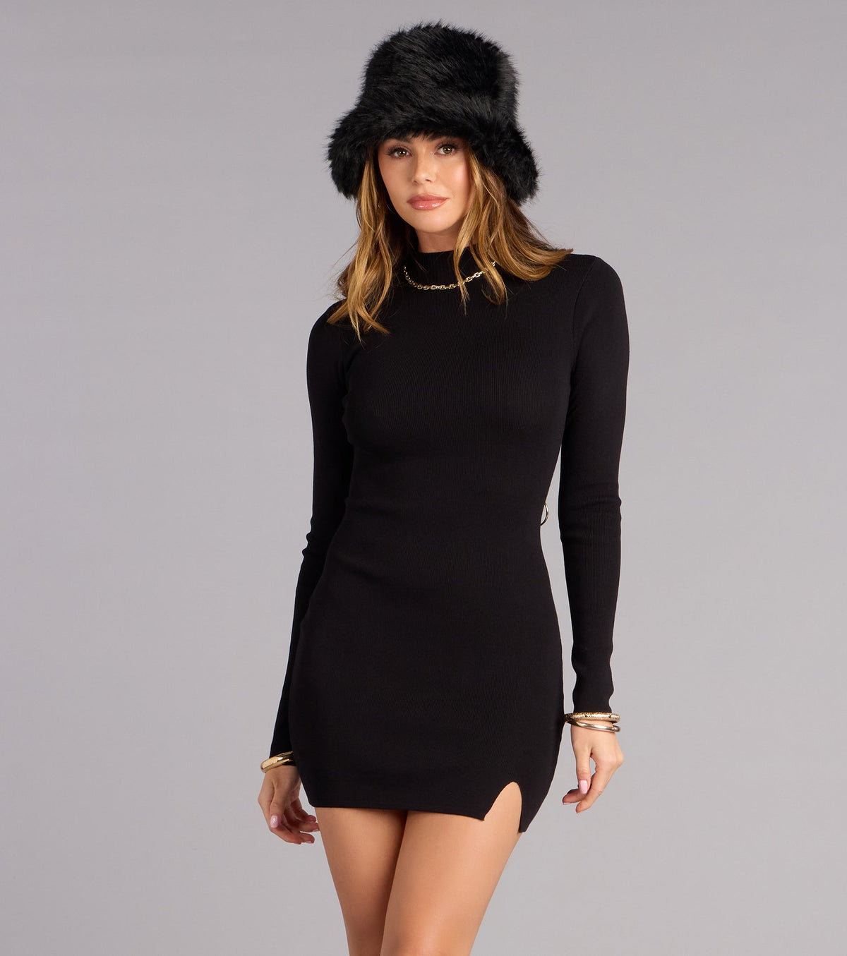 Back To Bold Mock Neck Mini Dress