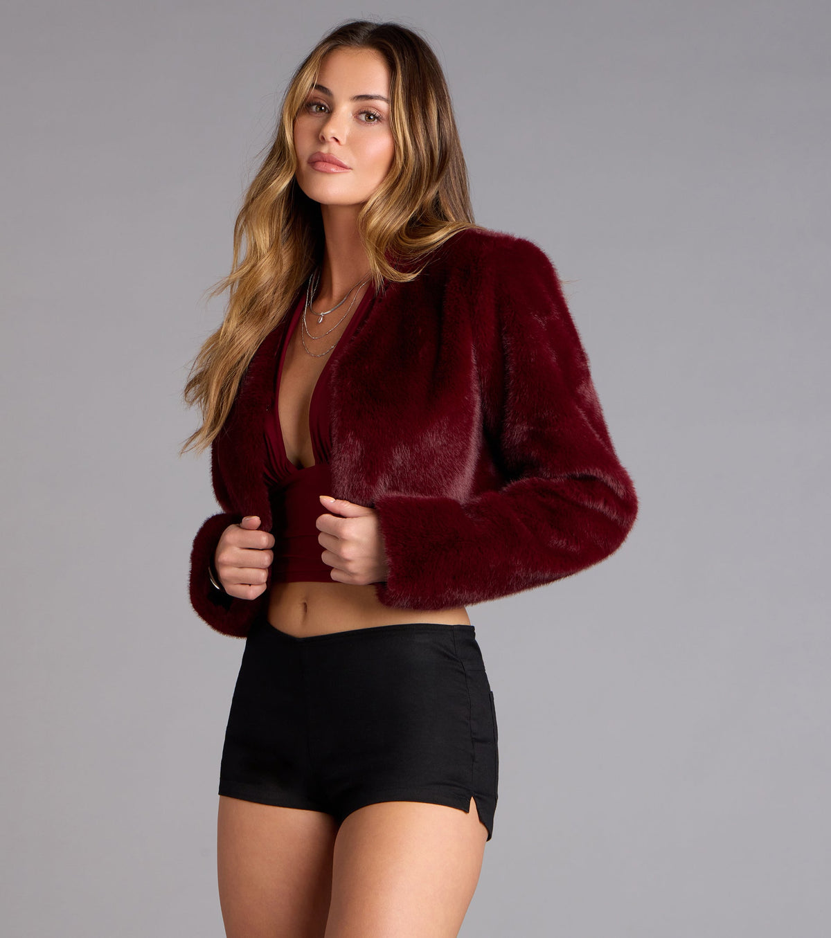 Faux The Drama Cropped Jacket