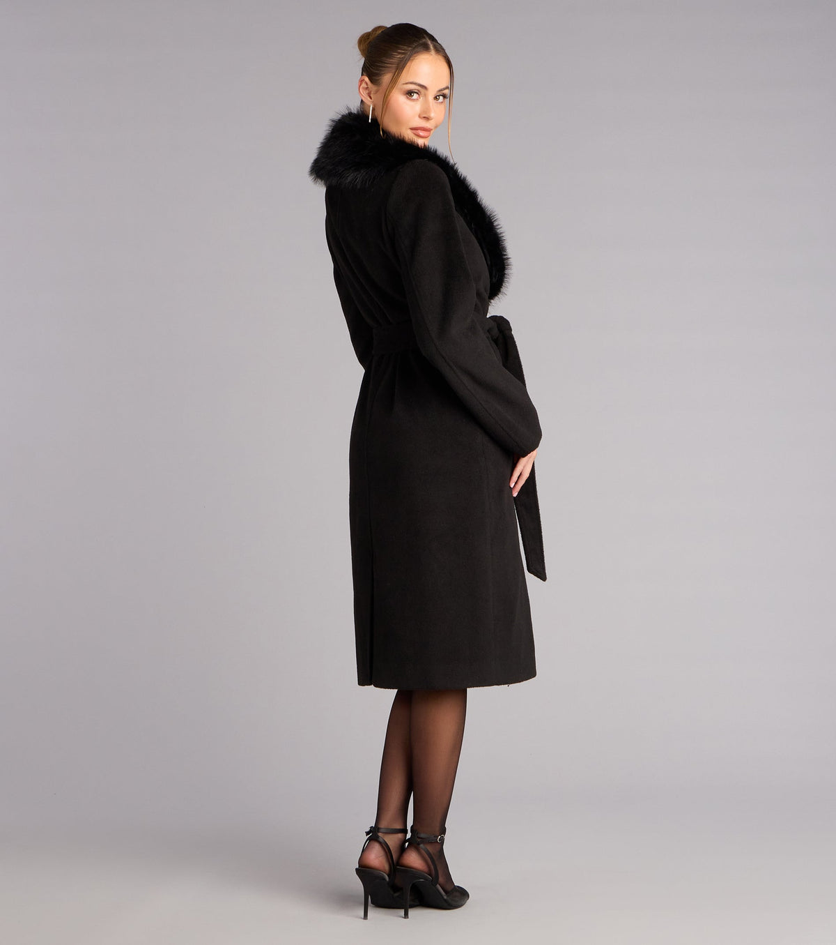 City Noir Removable Faux Fur Trench Coat