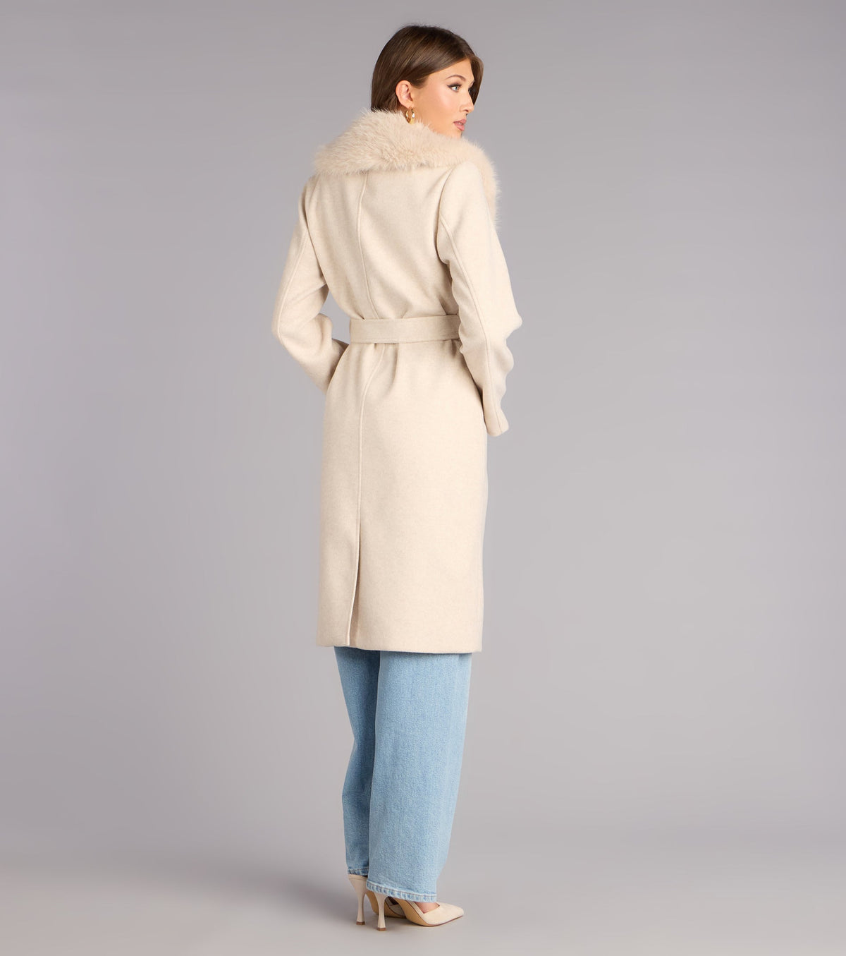 City Noir Removable Faux Fur Trench Coat