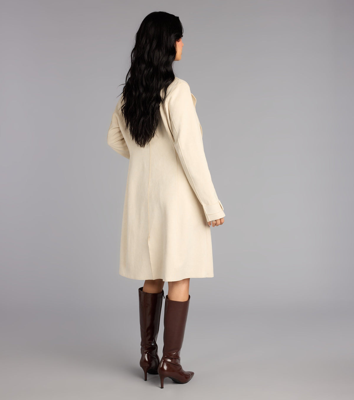 City Sleek Faux Suede Trench Coat