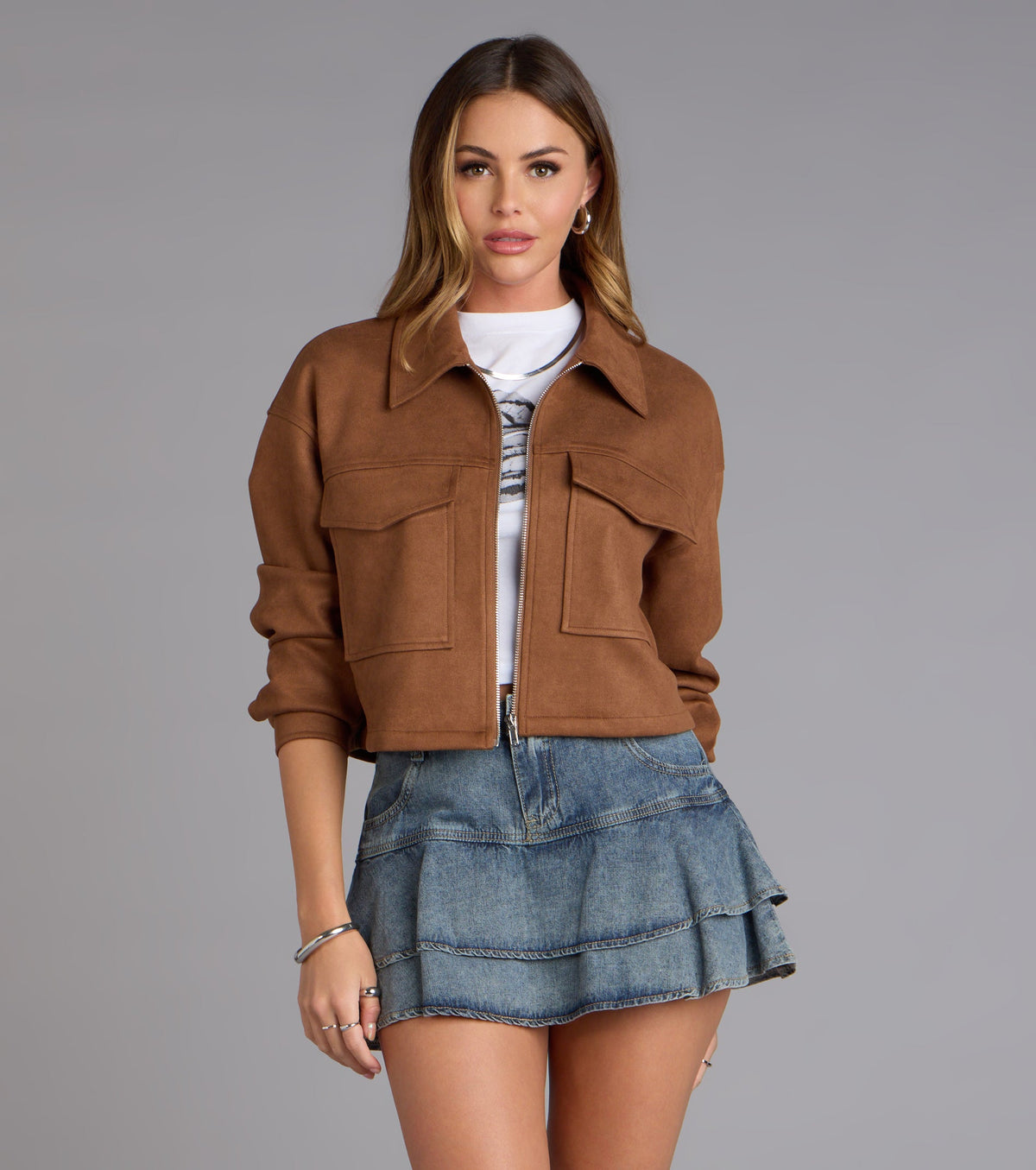 Suede Crush Collared Crop Jacket