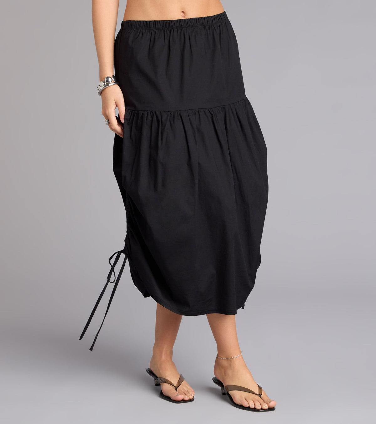 Sweet Stroll Ruched Midi Skirt
