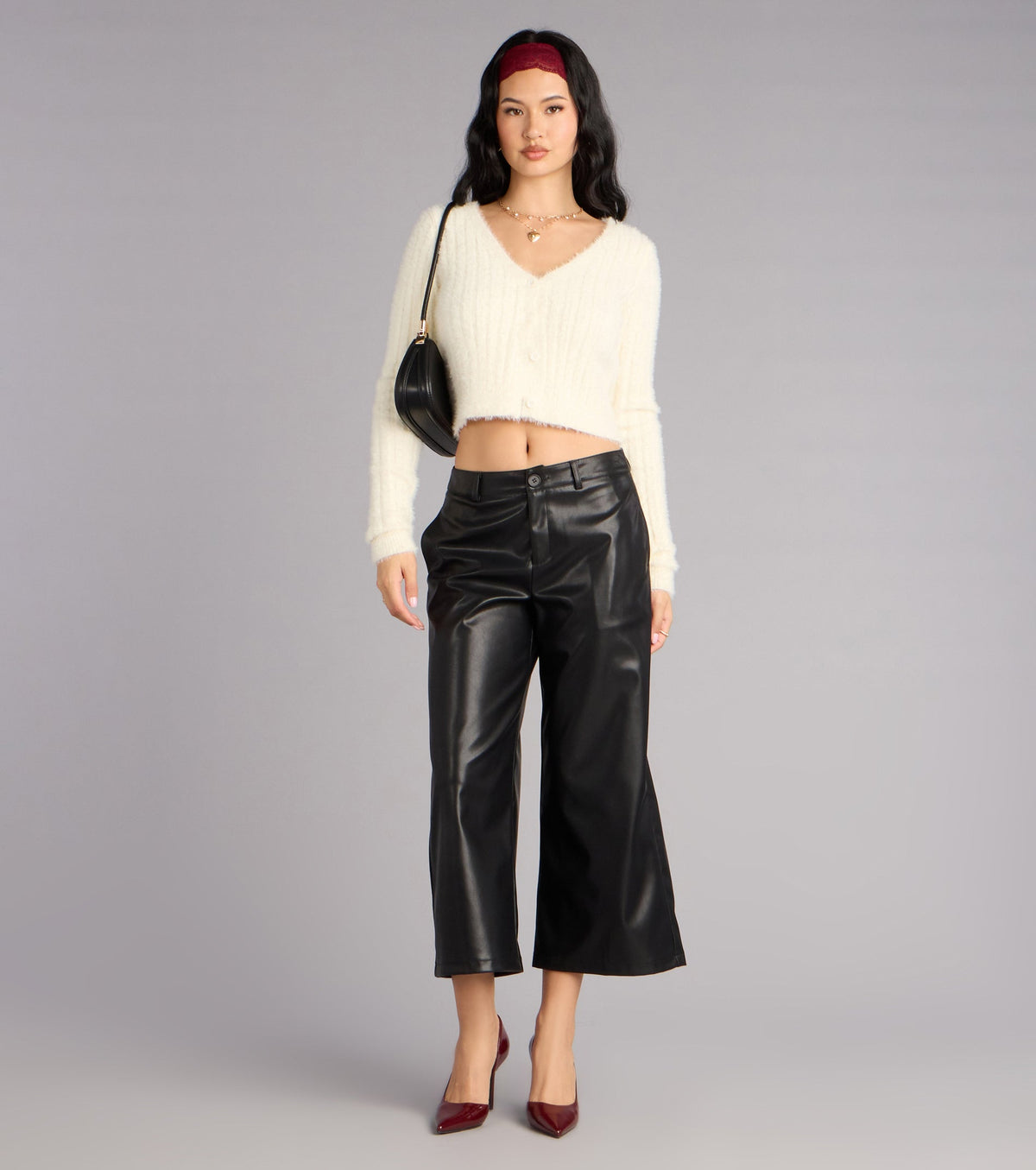 Cool Girl Sleek Faux Leather Cropped Pants