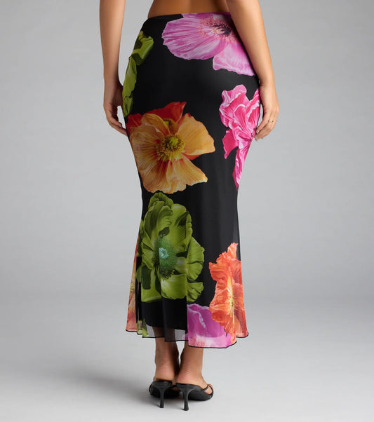 Island Muse Tropical Floral Maxi Skirt