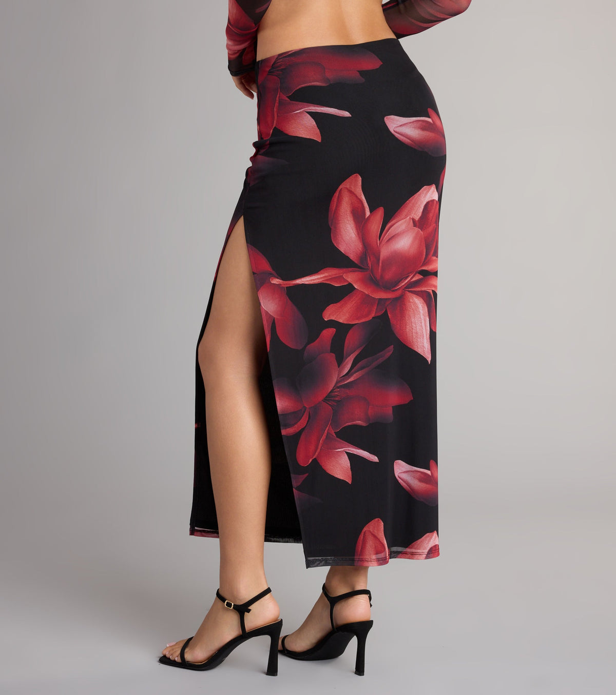 Soft Serve Floral High Slit Maxi Skirt