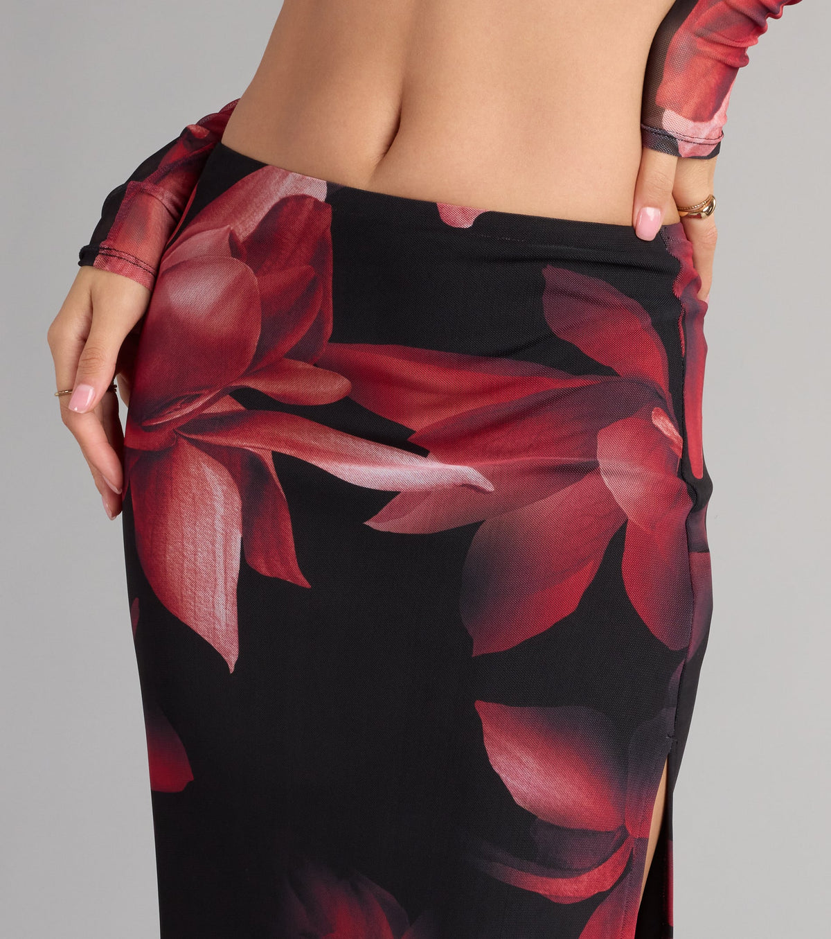 Soft Serve Floral High Slit Maxi Skirt